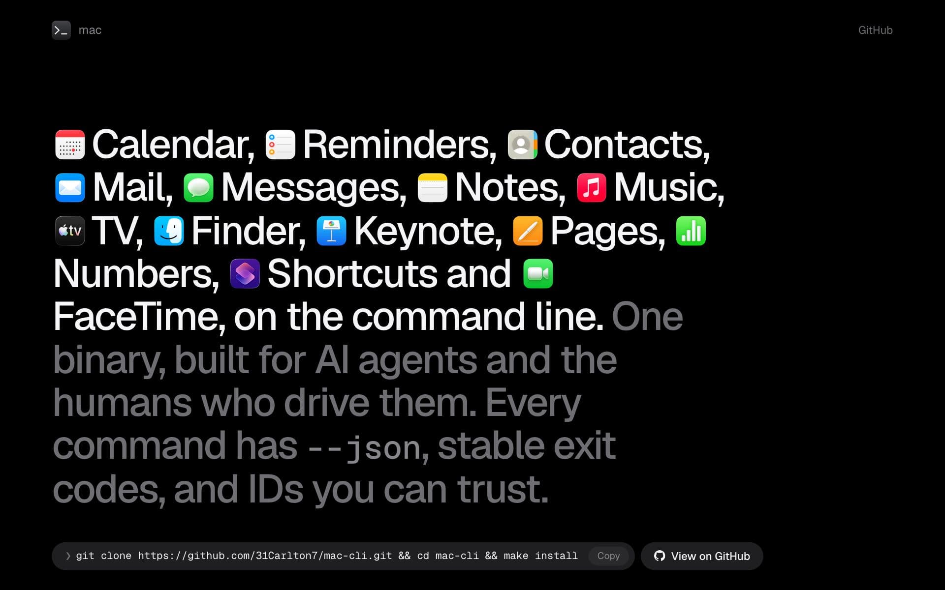mac CLI landing page